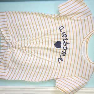 Yellow and white striped tee